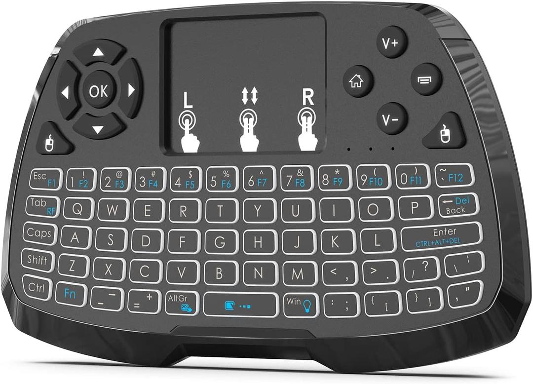 A3 Mini Keyboard, 2.4GHz Wireless Keyboard with Touchpad, Portable QWERTY Keypad with RGB Backlit, USB Dongle Rechargeable Li-ion Battery for Android TV Box/Mac/PC
