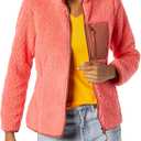 Amazon Essentials Women's Sherpa Long-Sleeve Mock Neck Full-Zip Jacket with Woven Trim, Size Medium