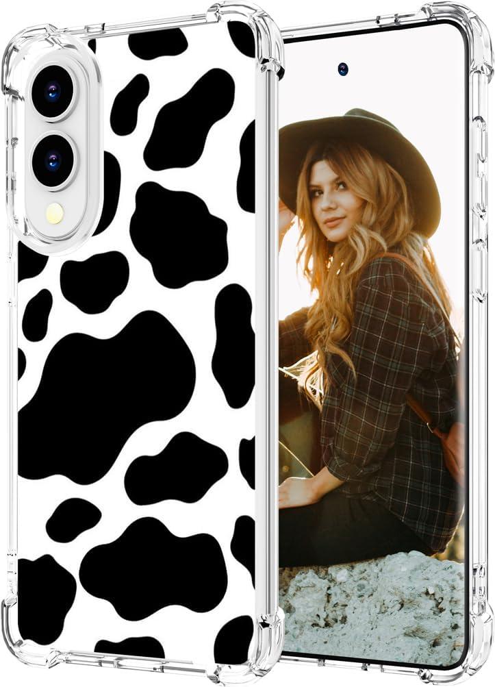 Hungo Compatible for Samsung Galaxy S25 Edge Case for Women Girls Design Cute, Girly for Women Girls Skin Cow Print