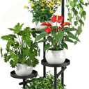 TOSKING 5-Tier Tall Plant Stand Indoor & Outdoor, Anti-Tip Round Base for Pots, Child and Pet Friendly, Heavy Duty Corner Shelf for Multiple Plants, Space-Saving Design for Living Room Balcony Garden (Black, 38in)