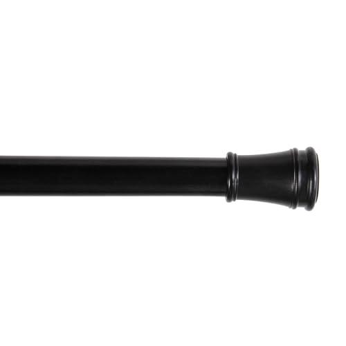 Kenney KN634 Rogers Twist & Fit No Tools Easy to Install Tension Curtain Rod, 28-48" Adjustable Length, Black Finish, 5/8" Diameter Steel Tube