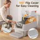 XL Enclosed Stainless Steel Litter Box with Lid,Covered,Light Gray