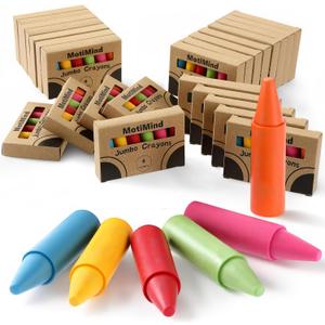 25 Sets 50 Pack Christmas Jumbo Crayons, 6 Color Washable Large Crayons Bulk Easy to Hold for Christmas Party Favors Gift Bag Filler