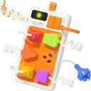 PANITU Plug Outlet Busy Board for 1 Year Old, Airplane Car Travel Toys for Baby, Montessori Power Strip Educational Toy with Light & Sounds, Best Gift for Toddlers 1-3