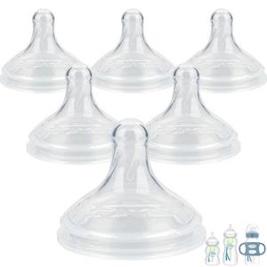 Silicone Nipple for Dr.Brown's Wide-Nick Baby Bottles,Level 2 Nipples, Medium Flow, 3m+, 6 Count