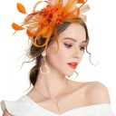 Fascinator Hats for Women Feather Flower Hair Clip Brooch Wedding Tea Party Hat Derby Race Headwear