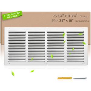 24x10 Steel Return Air Grille, Fits 24"W x 10"H Duct Opening