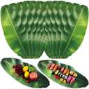 Tinlade 60 Pcs Banana Leaves Parchment Paper Leaf Tropical Artificial Banana Leaves for Cooking Charcuterie Board for Food Serving Hawaiian Party Decoration, 22.8 x 9 Inch, Centerpieces Placemat