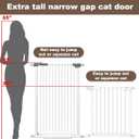 41" Extra Tall Baby Gate for Doorways and Stairs No Drill, Adjustable 72.3-76.7" Auto Close Dog Gate Indoor, Pressure Mounted Walk Through Swing Wide Pet Gate, Tall Cat Gate with Expansion Kit, White