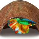 SunGrow Betta Fish Cave, Habitat Made from Coconut Shell, Soft-Textured Smooth Edged Spacious Hideout, for Resting and Breeding, 1 Pc