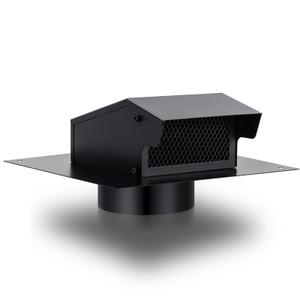 Rossesay Roof Vent Cap with Damper Removable Screen and Bottom Extension Kitchen Range Hood Steel Roof Bathroom Exhaust for Ventilation System, Black(4 Inch)