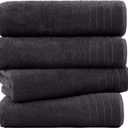 Grey Ultra Plush Bath Towels - 4-Pack | 30 x 60, 700 GSM Towels for Bathroom 100% Cotton Hotel Towels for Bathroom Luxury | 800g Towel for Spa, Bathrooms & Hotel-Grade Indulgence, Black