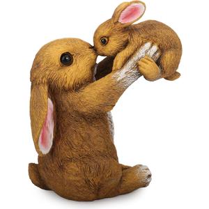 Bunny Garden Decorations, Spring Family Rabbit Figurines for Tabletopper Decor, Adorable Outdoor & Indoor Decoration for Festival, Mom and Women Gift (Mother and Baby)
