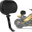PSLER Spyder Adjustable Driver Backrest Pad Kit Rider Backrest Mount Kit with Storage Pouch for Spyder F3 F3-L F3-S F3-T F3LTD 2015 2016 2017 2018 2019 2020 2021 2022 2023 2024 Quick Detachable