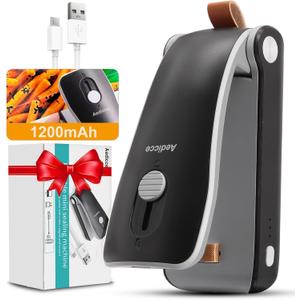 Mini Bag Sealer, USB Rechargeable Chip Bag Sealer Heat Seal, 2 in 1 Bag Sealer Heat Seal with Cutter, Portable Bag Resealer for Plastic Bags Snacks & Food Storage(Black)