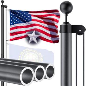 25 FT 12 Gauge Heavy Duty Flag Pole - Extra Thick Aluminum Flagpole kit with 5x3 Nylon Embroidered Flag,for Outside Yard,Outdoor,Commercial or Residential-Ground - 110MPHWind TestedGrey