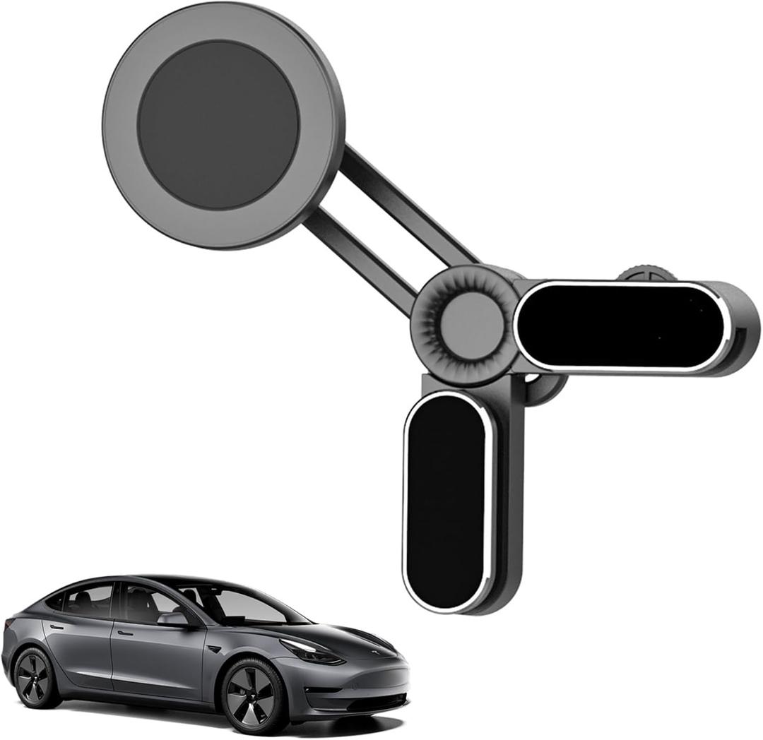 Universal Magnetic Screen-Clip Phone Mount for Vehicle & Monitor Screens Strong 360 Rotatable Holder, Compatible with Mag-Safe, for Car Infotainment, Laptop & PC Displays (Fits 7.5-14mm Screens)