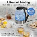 Hamilton Beach 1.7L Electric Kettle, Water Boiler & Heater, LED Indicator, Built-In Mesh Filter, Auto-Shutoff & Boil-Dry Protection, Cordless Serving, Clear Glass (40864)