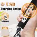 Nahida Black Milk Frother Wand for Coffee, Frother Handheld Rechargeable Electric Whisk Drink Mixer with 3 Heads 3 Speeds Coffee Frother Electric Stirrer For Latte, Cappuccino, Hot Chocolate