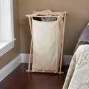 Household Essentials 6785-1 Collapsible Wood X-Frame Laundry Hamper with Fold Over Lid, Single
