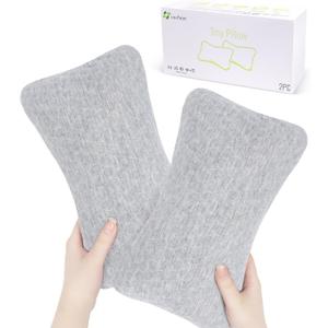 vocheer Small Pillows for Sleeping, 11"x 7" Mini Travel Pillow, Tiny Pillows for Neck, Wrist, Lumbar and Knee, Pets Pillow, Cotton, Machine Washable,Light Grey-2PC