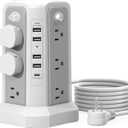 Surge Protector Power Strip Tower with PD18W USB C Port,10FT Extension Cord with 12 AC Mutiple Outlets 5 USB Charging Ports, PASSUS Power Tower Surge Protection for Home Office Dorm Room