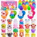 NIUCOO 24 Pcs Prefilled Easter Eggs with Squishy Animal Toys, Easter Eggs Stuffers Filled, Eggs for Easter Egg Hunt Prefilled, Easter Basket Fillers for Boys Girls Easter Party Favors