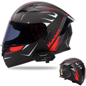 Tuiowkm Bluetooth Motorcycle Helmet, Modular Motorcycle Helmet, DOT Approved Intercom System with Built-in Bluetooth for Navigation and Music Listening, Helmet for Adult Riding (L)