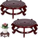 Geetery 2 Pcs 4 to 12 in Wooden Plant Stands Indoor Chinese Oriental Plant Stand for Vase Fishbowl Flower Pot Lamp Redwood Base Vintage Display Rack Decor(10 Inch)