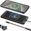 Wireless Charging Pad for Car, REESTECQI 15W Wireless Car Charger Pad Type C Charging Mat Non Slip [PD 40W Car Charger Incl] for Airpods iPhone 16/15/14/13/12, Samsung S24/S23/S22 (30CM Cable)
