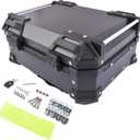 25L Motorcycle Top Case Aluminum Motorcycle Trunk Tour Tail Box with Security Lock for Storage of Luggage Waterproof Motorbike Top Case, black