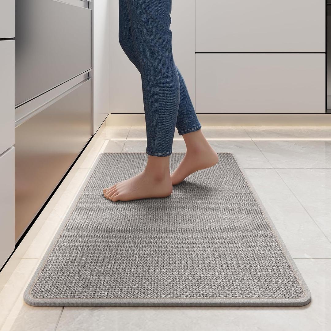 YDKGL Water Absorbent Runner Rugs for Kitchen, Kitchen Mat in Front of Sink, Oil Absorbent Kitchen Mats for Floor, Non-Slip Kitchen Rugs, Durable Kitchen Mats，17x30 Gray Kitchen Rugs