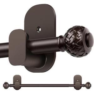 TONIAL Curtain Rods No Drilling 32 to 58 inches, 5/8 Inch Adjustable Curtain Rods for Windows from 40 to 53 Inches, Renter Friendly Drapery Rod with Adhesive Brackets for Kitchen Apartment, Bronze