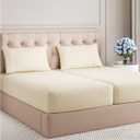 Split King Size 5 Piece Sheet Set - Comfy Breathable & Cooling Bed Sheets Set - Hotel Luxury Bedding for Women, Men, Kids, Teens, Boys & Girls - Deep Pockets, Soft, Wrinkle Free - Oeko-Tex - Off White