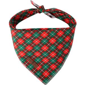 Lionet Paws Cotton Christmas Dog Bandanas,Red Green Grid Comfortable Dog Bandana Bibs Scarf Dogs Kerchief,Autumn Scarves for Small Medium Dogs Pets (Small (Pack of 1))