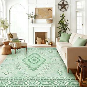Yinhua Sage Green 8x10 Rugs for Living Room, Western Area Rug Washable