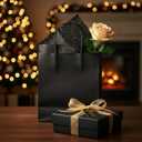 Bafeil 5 Senses Gift Wrapping Paper Set for Him with Labels Envelopes Ribbon Cards, Black with Gold Letters Five Senses Gift for Anniversary Valentine's Day Birthday