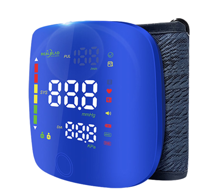 Wrist Blood Pressure Monitor, Rechargeable Blood Pressure Cuff with Large LED Screen  2 * 99 Sets of Memory, OneButton Turn On/Off Voice & Switch User