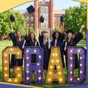 2026 Graduation Decorations 4 FT Grad Marquee Letter Large Class of 2026 Light up Sign Graduation Party Decor for Kindergarten Preschool High School College Pre-cut Foam Board(Blue & Gold)