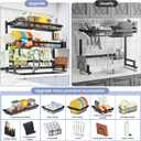 ADBIU Over The Sink Dish Drying Rack (Expandable Height and Length) Snap-On Design 2 Tier Large Dish Rack 31-39.4L x 12W x 34-38H inches