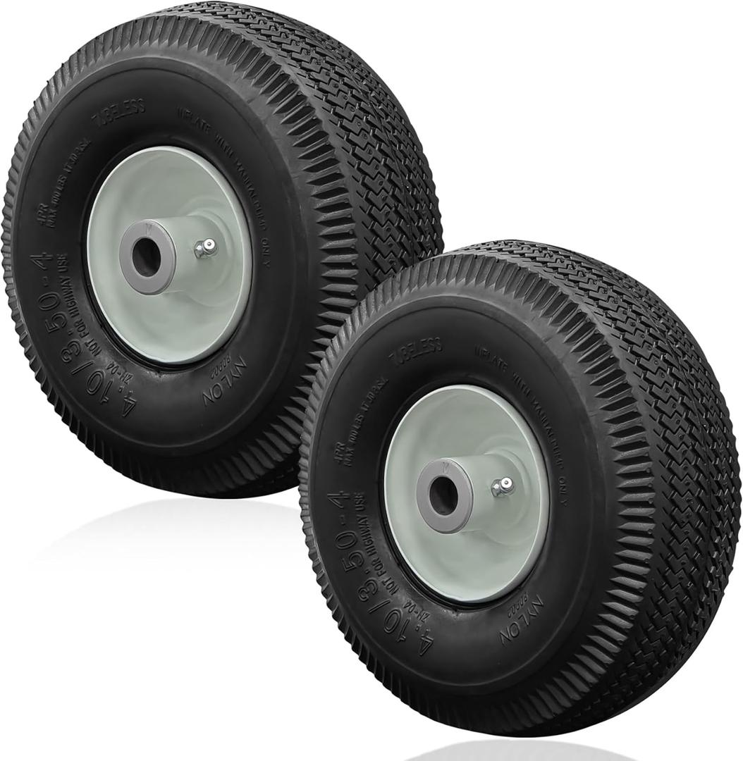105-3471 Front Wheel and Tire Assembly Replacement for Toro 105-3471 - Compatible with TimeCutter & Exmark Quest Z-Turn Mowers 4.10x3.50-4 Tire, 3/4" ID Axle 4-1/4" Hub Length Grease Zerk - 2 Pack