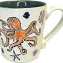 15oz Ceramic Coffee Mug for Office and Home, Hand Painted with Handles Tea Cup, Cute Animal Mug, Dishwasher Microwave Safe, Best Gifts for Women Men (Octopus)