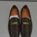 ELANROMAN Men's Dress Loafers Leather Lined Formal Shoes (12, Buckle Brown)