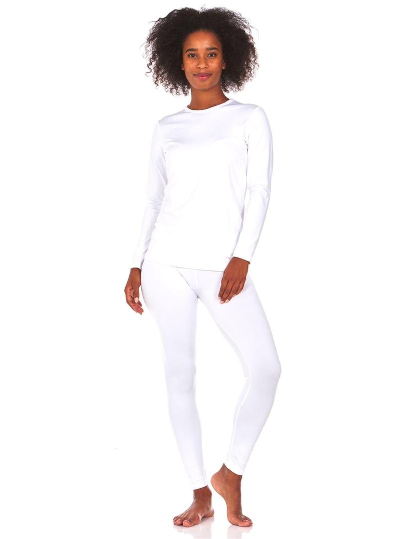Thermajane Long Johns Thermal Underwear for Women Fleece Lined Base Layer Pajama Set Cold Weather (2X-Large, White) (White)