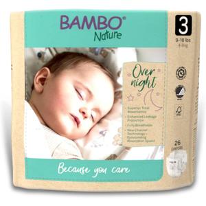2 x Bambo Nature Hypoallergenic Overnight Baby Diapers, Eco-Labelled Overnight Diapers, Totally Chlorine-Free, Skin Friendly, Super Absorbent - Size 3 (26 Count)