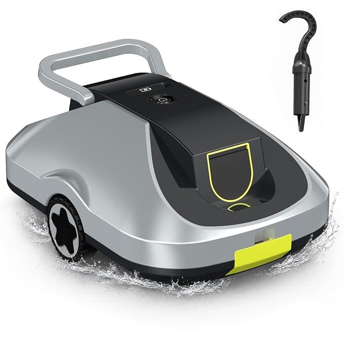 C1 Robotic Pool Cleaner, Cordless Pool Vacuum for Above Ground & Inground Pools, 200mins Runtime Automatic Pool Vacuum Robot for Leaves & Dirt, Powerful Suction up to 2500 sq.ft, Self Parking (Carrot)