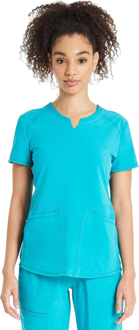 ScrubStar Womens Scrub Top Notch Neck 3 Pockets Moisture Control Fabric | Ultra-Soft Stretch Fabric, All-day Comfort, Comfortable Fit, Easy-care design, Built for Healthcare Professionals (Blue, XXXL)