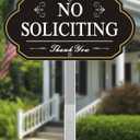 Heavy Duty No Soliciting Sign for House - All Metal Construction - No Soliciting Yard Sign - 14" x 7" - Aluminum - with 28" Long Stake