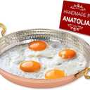 Hakan Copper Egg Pan for Cooking | Handmade Frying Pan | Hammered Skillet with Double Handles for Omelette | Authentic Kitchen Cookware & Copper Gifts Idea, 7.9 (20 cm)