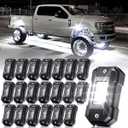 R4 White LED Rock Lights 20PCS for Trucks Off Road RZR Boat Car SUV ATV UTV Super Bright Under Glow Pure White Lights Trail TRAI Rig Lights High Power Waterproof Shockproof(20 Pods)